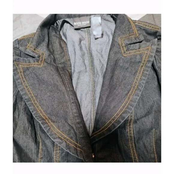 Bisou Bisou Dark Blue Blazer with Brown Stitching - Picture 3 of 10
